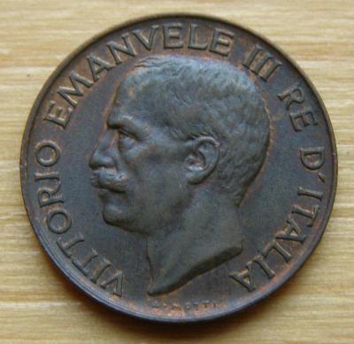 Mince Itálie - 5 centesimi 1924; stav viz fota
