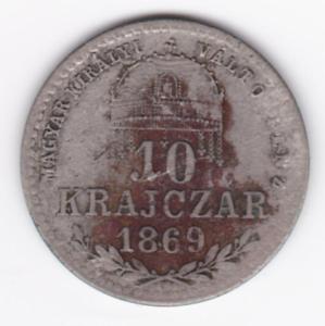 10 krejcar, 1869 KB, Fr. Josef I. 