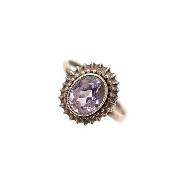 Stříbrný prsten  s modrým kamínkem - S 220512/11 - Starožitné šperky