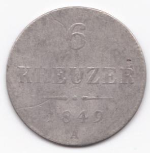 6 Kreuzer, 1849 A, František Josef I.