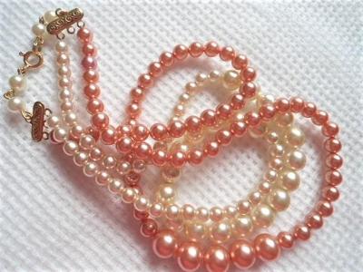 Staré perlové korále, 2 řady, barva