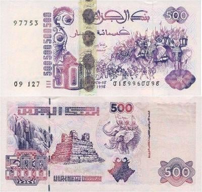 ALŽÍRSKO ALGERIA 500 Dinars 1998 P-141 podpis 2 UNC