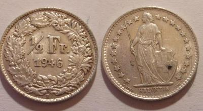 Švýcarsko 1/2 frank 1946