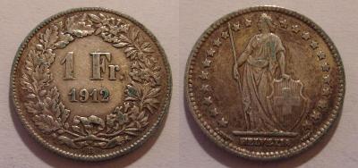 Švýcarsko 1 frank 1912