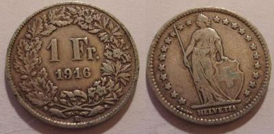 Švýcarsko 1 frank 1916
