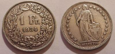 Švýcarsko 1 frank 1934