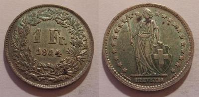 Švýcarsko 1 frank 1944