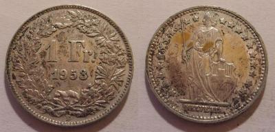 Švýcarsko 1 frank 1953
