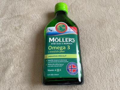 Möllers olej Omega 3 z tresčích jater, příchuť jablek, NOVÝ neotevřený