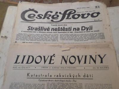 Neštěstí na Dyji-Katastrofa Rakvických dětí květen 1936,dob. tiskoviny