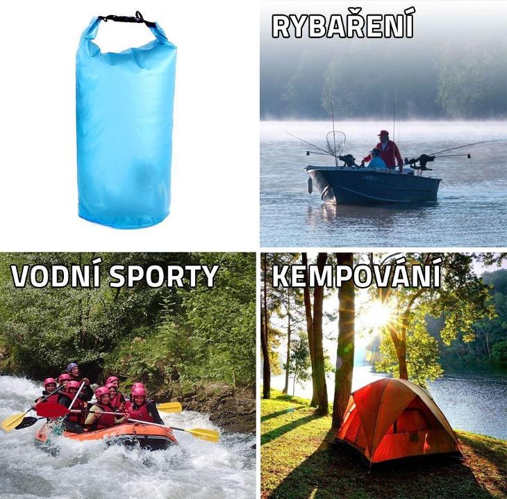 : Voděodolný Vak 10L / Vodní sporty, rybaření / NOVÝ / OD 1 KORUNKY !