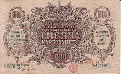 Ukrajina 1000 Karbovanec 1918 Stav-1/1- dierka