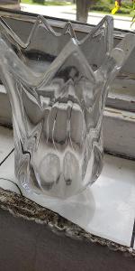 Starožitná váza hutní sklo Čirá 