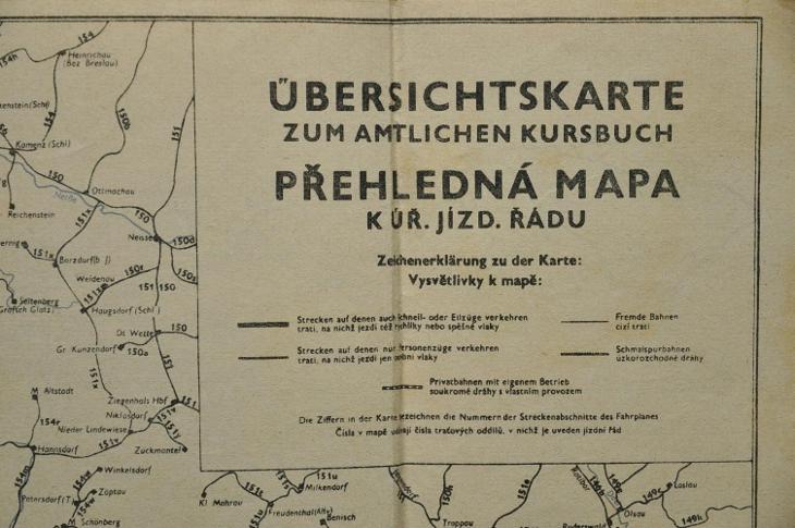 PROTEKTORÁT ČECHY A MORAVA - MAPA K ÚŘEDNÍMU JÍZDNÍMU ŘÁDU - 1943