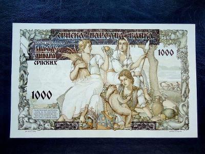 1000 Dinara 1941 VZACNA aUNC