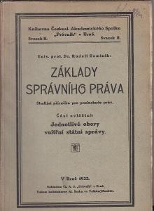 ZÁKLADY SPRÁVNÍHO PRÁVA 1922