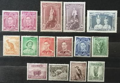 Austrálie 1937-9 SG164-9 255£ Definitiva Jiřího VI. + odstín 1s4d
