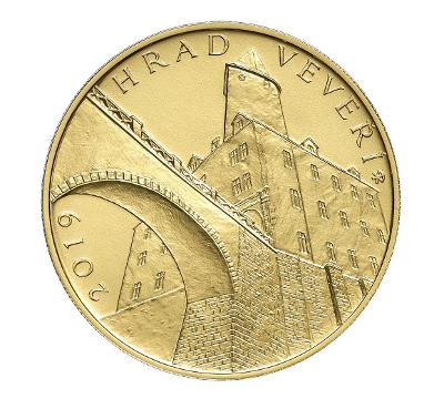 Zlatá mince 5000 Kč - hrad VEVEŘÍ b.k. - BĚŽNÁ KVALITA - ČNB