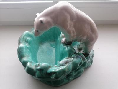 Popelník lední medvěd porcelán