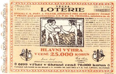 Věcná loterie  spolku pošt. a telegrav. zřízenců 1914