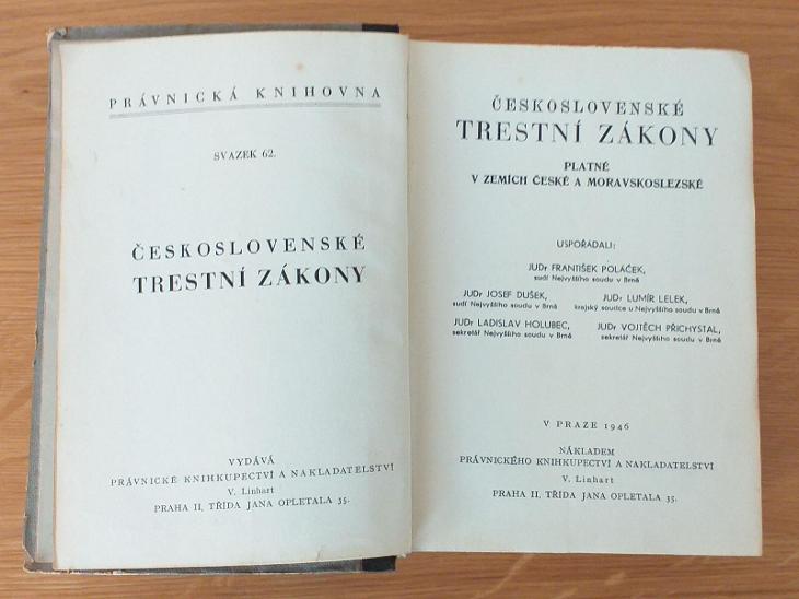 Poláček F. a kol.: Československé trestní zákony (r. 1946) - Knihy