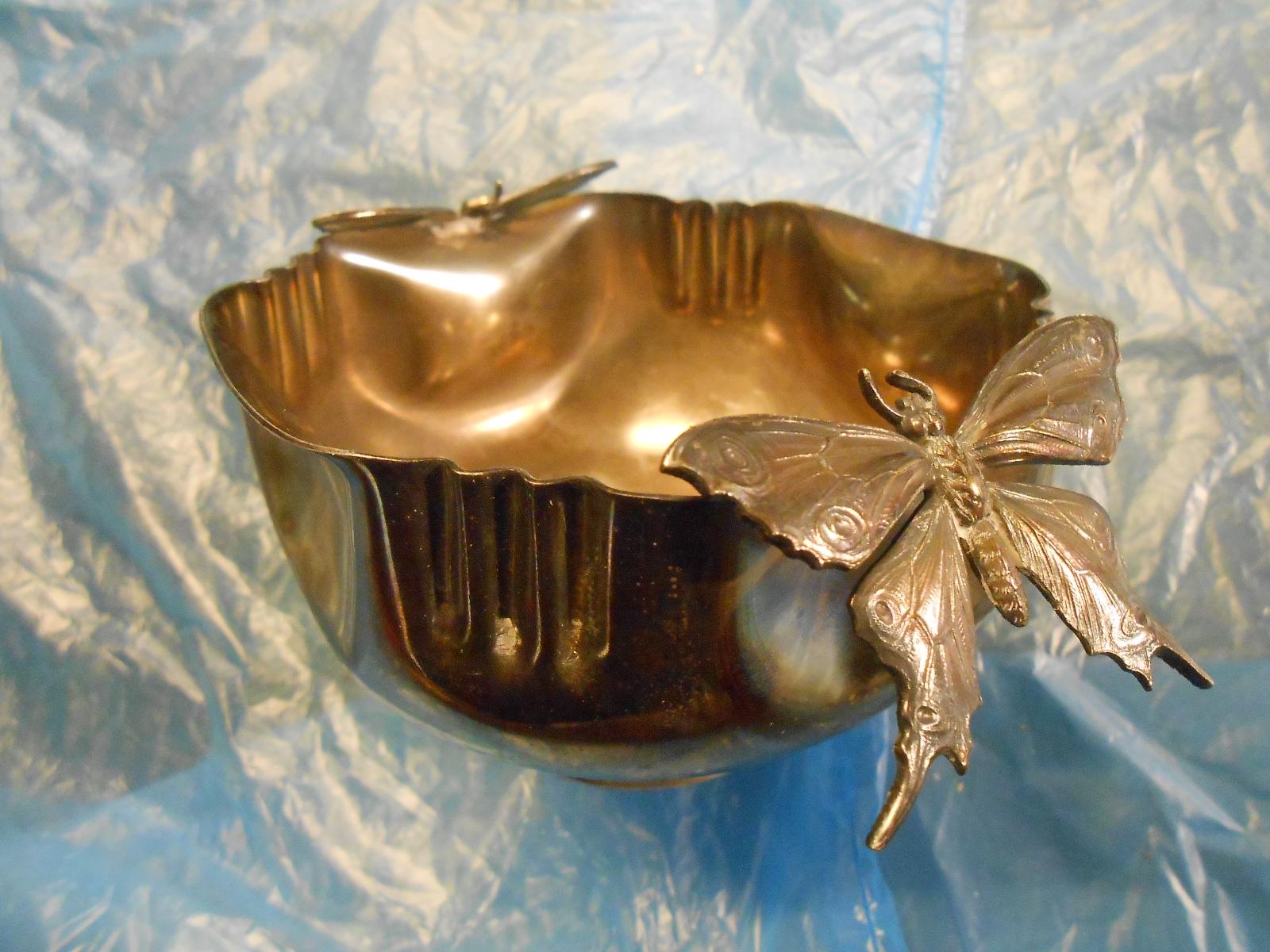 rarita stará zdobená miska 1930  motýl deco ne stříbro šperk - Starožitnosti