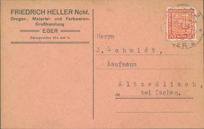 10B4803 Lístek Fr. Heller Cheb - J. Schmidt Staré Sedliště
