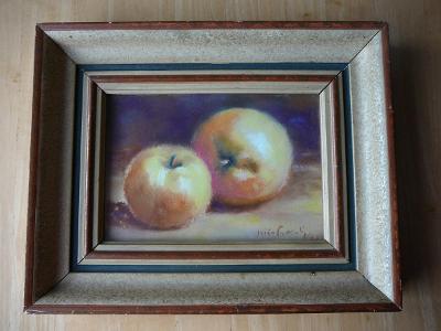 Dvě jablka - pastel - signováno viz foto