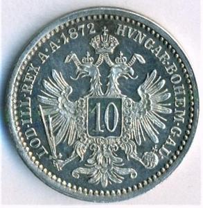 1872 - 10 Krejcar, František Josef I., luxusní, TOP stav!!!