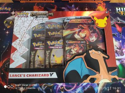 Pokemon karty tcg Celebrations Lance Charizard Vbox krabice neponicena