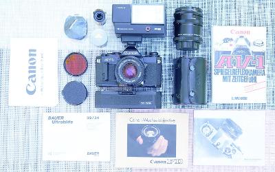 Kinofilm Canon AV-1 + Canon 50/1.8 nFD Brašna Příslušenství Baj. C/FD