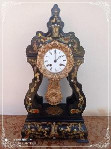100 leté dřevěné mechanické hodiny Francie *1850 napoleonky perleť  