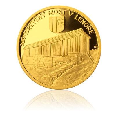 Zlatá mince 5000 Kč 2013 Dřevěný most v Lenoře proof