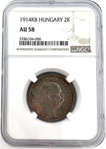 2 koruna Františka Josefa I. 1914 KB - NGC - velmi vzácná