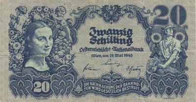 RU 20 Schilling 1945 serie 1212 platne 1.ČSR 1919