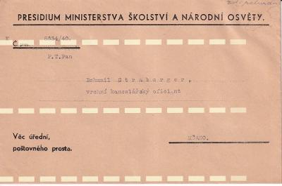 Obálka, Presidium ministerstva školství, 1940