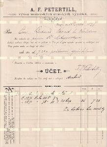 Účet zemských výrobků, okurky, Znojmo, 1897