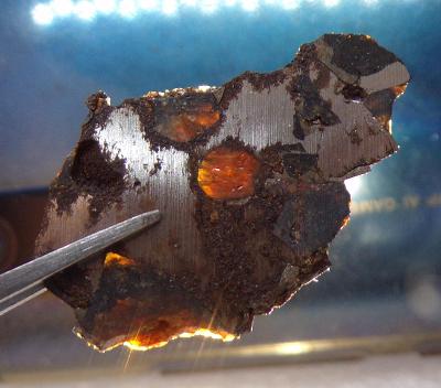 Pallasit - Vzácný Meteorit - Žlutozelené olivíny - 2,37 g - Keňa