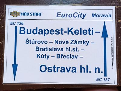 Směrová cedule MÁV - EC 136/137 MORAVIA