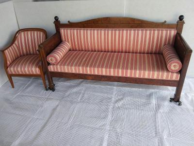 Starožitná sofa + křeslo