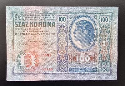 100 korun 1912, bez přetisku, stav 1-