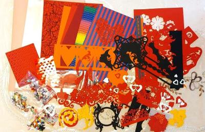 Scrapbook, Tvoření, Interaktivní sada červená, oranžová,černá a jin...