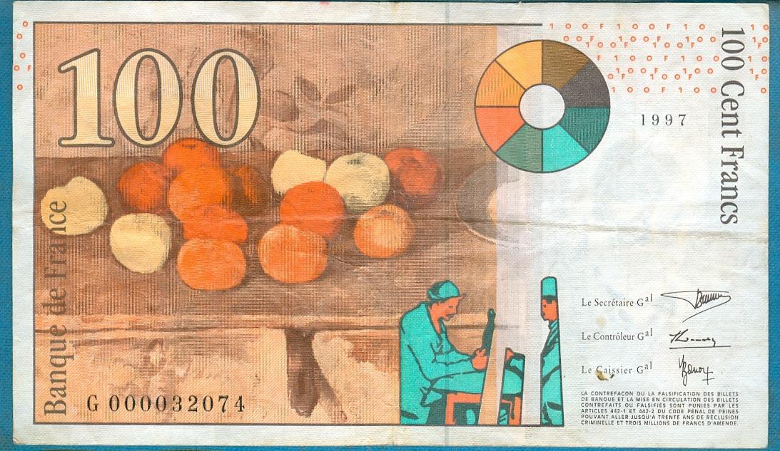 Francie 100 franků 1997 z oběhu - Bankovky