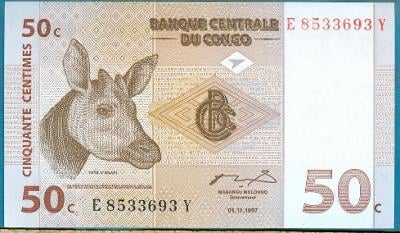Kongo - demokratická republika 50 centů 1.11.1997 UNC