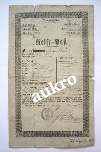 1837 cestovní pas Domamil nádeník Bauer Reisepass Třebíč