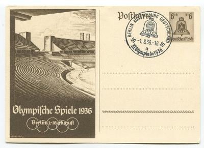 DEUTSCHES REICH- Olympijské hry 1936 - stadion, CDV s příl. razítkem