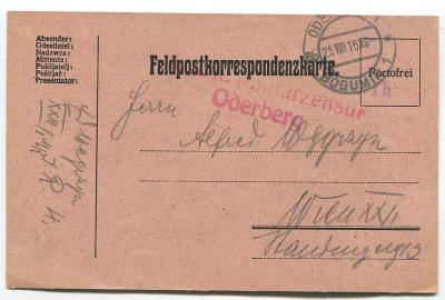 BOHUMÍN (ODERBERG) - KL, FELDPOST 1. sv, válka pr. 1916 do Vídně
