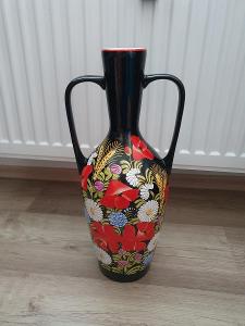 sběratelská Chodská keramika černá veliká váza 
