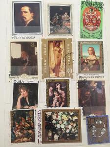 12 ks známky téma umění obrazy jednotlivé známky sada 12
