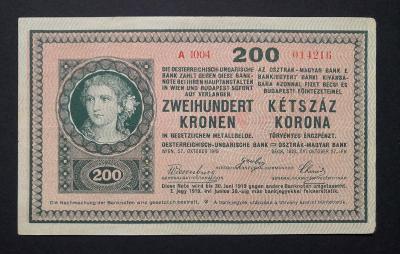 200 korun 1918,serie A 1004,uherska emise,vzacna !!